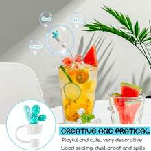 8 PCS Straw Covers Cap, Straw Cover For  30&40 Oz Tumbler, Cute Straw Caps In Various Shapes Silicone Straw Toppers, Drinking Straw Caps For 0.4 Inch/10 Mm Straw Tips (Mixed Style)