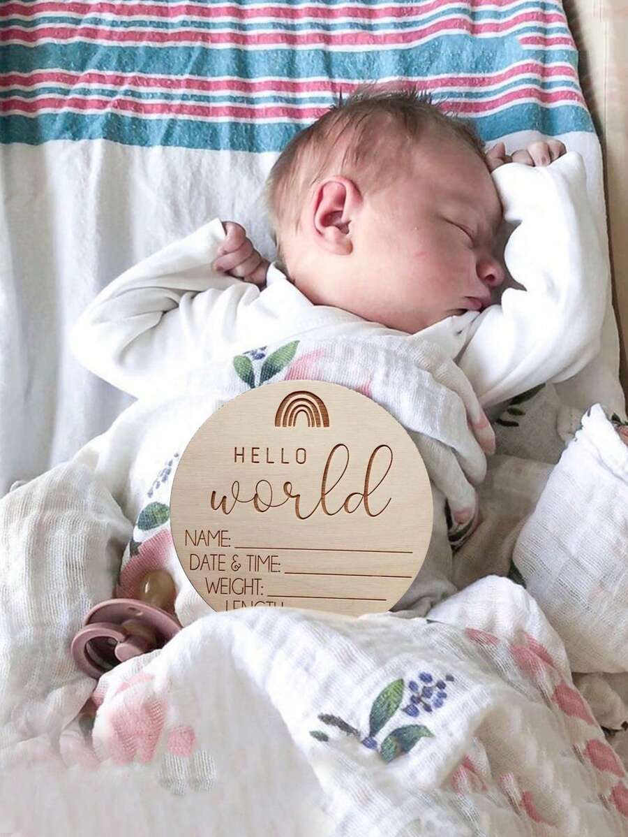 1pc Wooden Baby Milestone Disc, Newborn Monthly Keepsake Photo Prop For