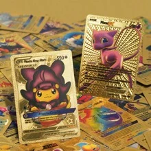 55 pezzi - Carte da collezione in oro, argento e nero di Charizard, Mewtwo Vmax GX Vstar in inglese, spagnolo, francese e tedesco, giocattoli per appassionati - Dorato - Visualizzare 9