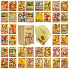 55 pezzi - Carte da collezione in oro, argento e nero di Charizard, Mewtwo Vmax GX Vstar in inglese, spagnolo, francese e tedesco, giocattoli per appassionati - Dorato - Visualizzare 10