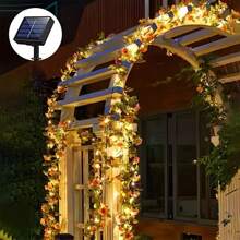 1pc 2m/78.7in Solar Powered Artificial Rose Decorative String Light, Solar Flower String Light, Atmospheric Artificial Flower Vine, For Home, Bedroom, Party, Holiday, Wedding, Christmas, Yard, Gifts, New Year, Birthday, Valentine's Day. All-Season Decorations.