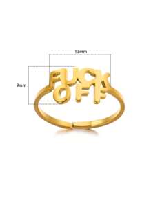 Punk Style Fashion Vintage  For Women Stainless Steel Letter Ring Funny Charm Jewelry Party Accessories Firend Gifts