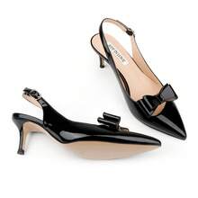 JOY IN LOVE Kitten Heels For Women Slingback Pumps Sandals Pointy Toe Pumps With Bow - màu đen - Xem 3
