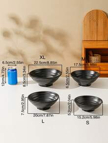 1 件装密胺面碗，黑色，日式学校用品，返校 - 黑色 - 查看 3