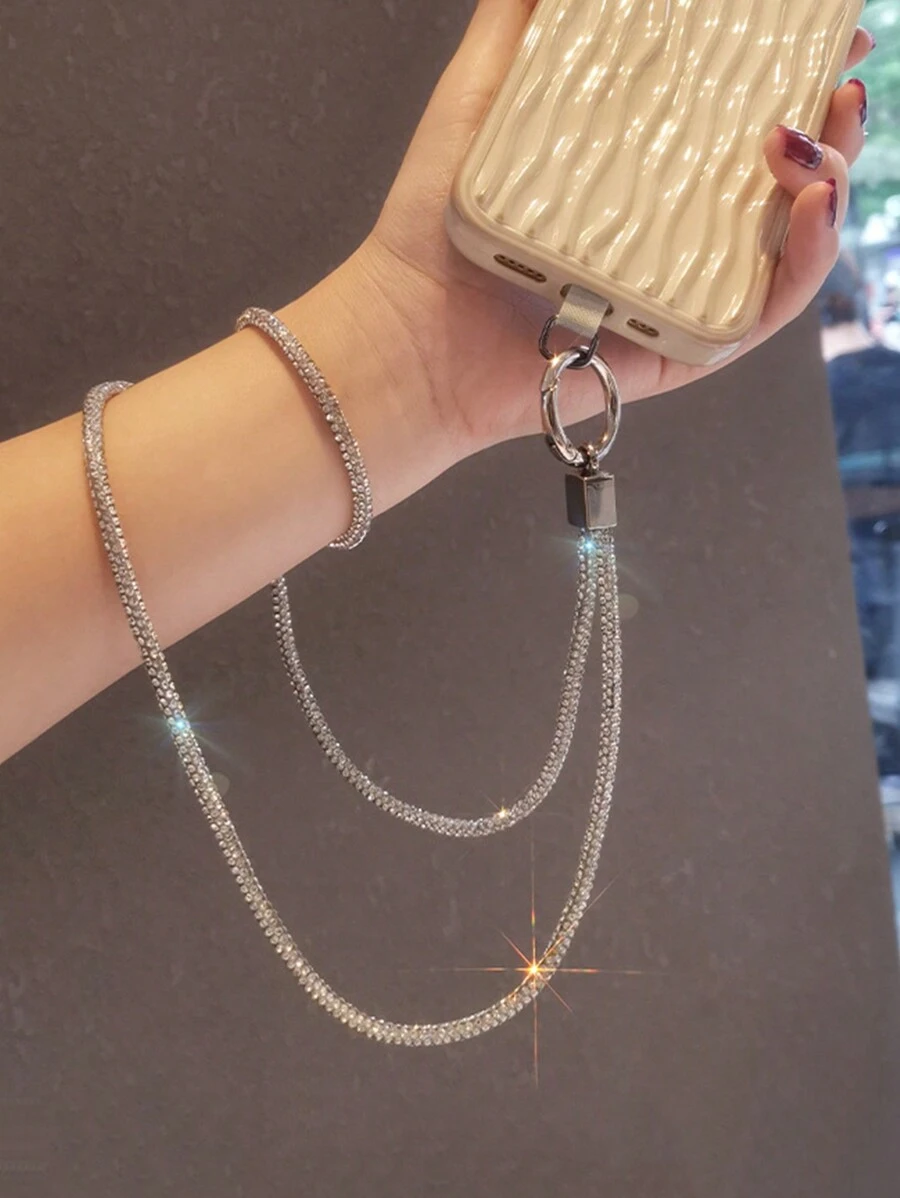 Luxury Rhinestone Chain Lanyard With Card For Phone Case