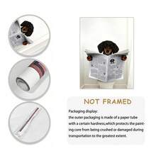 1pc Dachshund Poster & Canvas, Modern Art, Funny Dog Read Newspapers Sitting On Toilet, Home Decor For Dog Lover Prints Poster, Wall Art, Canvas Poster Wall Decor For Living Room Decor, Home Decor, Room Decor, Bedroom Decor, Unframed Canvas Print - Multicolor - View 5