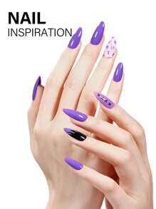 1pc15ml Purple Gel Nail Polish, Soak Off Gel Nail Polish ,Long-Lasting And LED/UV Lamp Quick-Drying, For Home Salon Nail Art DIY - 紫色 - 查看 5