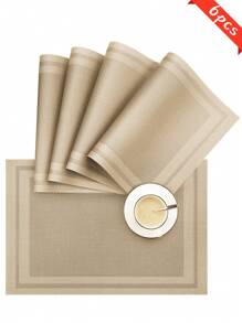 2/6/12件套多色简约条纹编织PVC餐垫，可水洗，易清洁，可擦拭，防滑，耐热，节日婚礼派对餐桌装饰