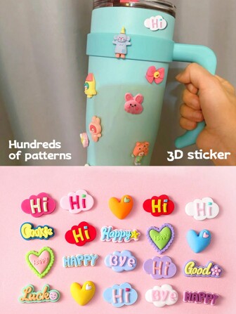 4/8/20PCS Cute 3D Cartoon Patch, Cream Glue Goo Ka Mobile Phone Case Diy Material Small Accessories, Comes With A Roll Of Dot Double-Sided Tape,Girls Handmade Set With Hairpin Pencil Case Girl Heart Stickers Stickers Decorative Small Patterns,School Supplies,Back To School