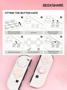 GeekShare Bộ phím điều hướng hình chân mèo dễ thương và nắp cần điều khiển bằng silicon, nắp nút ABXY tương thích với Switch/OLED, không tương thích với Switch Lite và ốp lưng bảo vệ - bột trắng - Xem 6