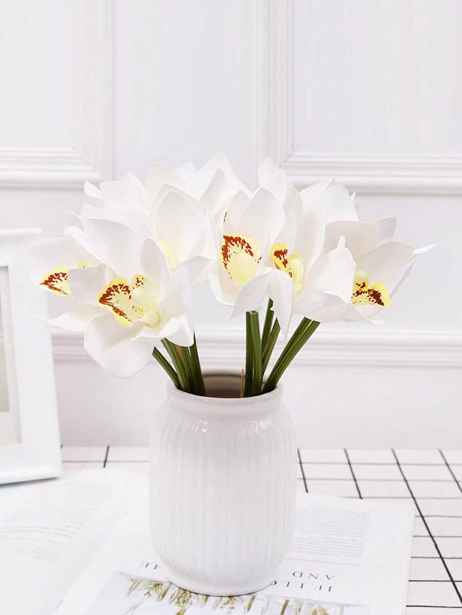 Artificial Magnolia Flowers 2pcs Fake Orchid Stems Bulk Wedding Faux