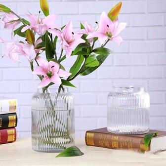 1pc 7.3*9.5cm/14.5cm Vertical Transparent Glass Hydroponic Dried Flower Vase For Living Room Decor And Tabletop Display
