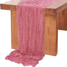 1pc Solid Color Bali Chiffon Polyester Table Runner/Tablecloth, Bohemian Style Gauze Table Runner, Country Transparent Tablecloth For Wedding Decoration, Baby Shower, Birthday Party, Dining Table Decoration - 90*400cm - View 14
