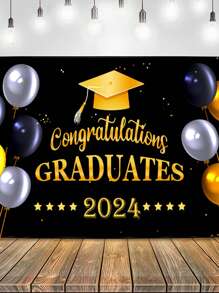 1pc 115*180cm Graduation Banners GRAD Photo Backdrop Prom 2024 Graduation Party Decorations Classroom Decorate Class Of 2024 Banner - Multicolor - View 1