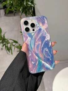 Funda de teléfono suave con diseño de gradiente de manzana, cielo estrellado soñador y plumas, compatible con iPhone 15 Pro Max/14/13 Pro/12/11, cobertura completa a prueba de golpes de silicona y carcasa dura con diseño de alta gama y creativo, la mejor opción para mujeres y celebridades de Internet