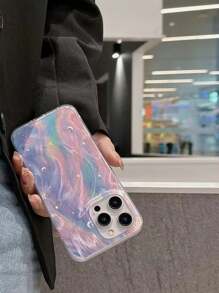 Funda de teléfono suave con diseño de gradiente de manzana, cielo estrellado soñador y plumas, compatible con iPhone 15 Pro Max/14/13 Pro/12/11, cobertura completa a prueba de golpes de silicona y carcasa dura con diseño de alta gama y creativo, la mejor opción para mujeres y celebridades de Internet