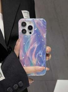 Funda de teléfono suave con diseño de gradiente de manzana, cielo estrellado soñador y plumas, compatible con iPhone 15 Pro Max/14/13 Pro/12/11, cobertura completa a prueba de golpes de silicona y carcasa dura con diseño de alta gama y creativo, la mejor opción para mujeres y celebridades de Internet