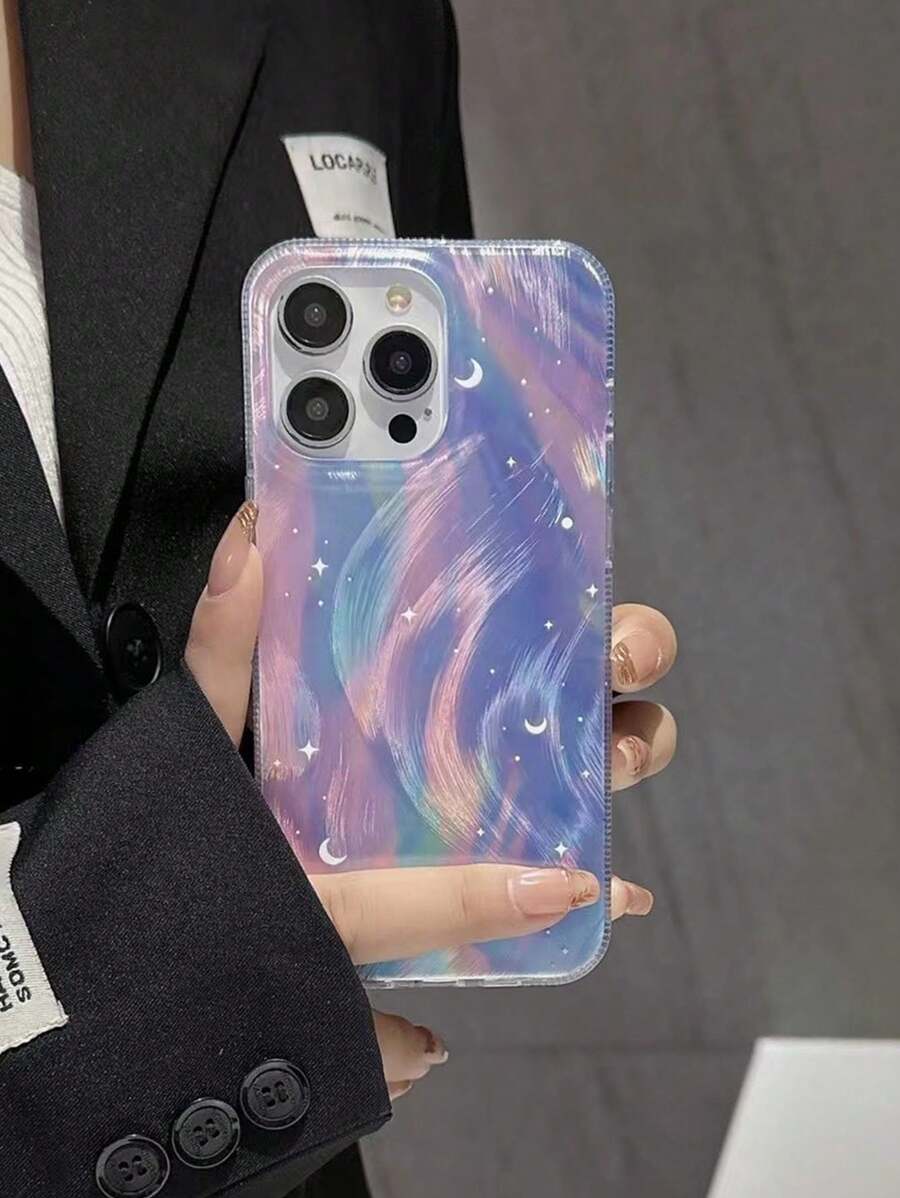 Funda de teléfono suave con diseño de gradiente de manzana, cielo estrellado soñador y plumas, compatible con iPhone 15 Pro Max/14/13 Pro/12/11, cobertura completa a prueba de golpes de silicona y carcasa dura con diseño de alta gama y creativo, la mejor opción para mujeres y celebridades de Internet