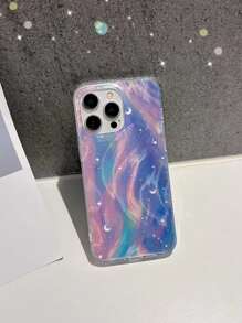 Funda de teléfono suave con diseño de gradiente de manzana, cielo estrellado soñador y plumas, compatible con iPhone 15 Pro Max/14/13 Pro/12/11, cobertura completa a prueba de golpes de silicona y carcasa dura con diseño de alta gama y creativo, la mejor opción para mujeres y celebridades de Internet
