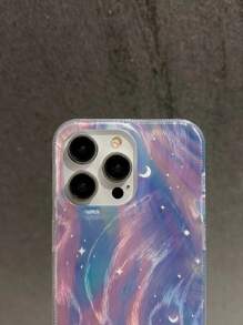 Funda de teléfono suave con diseño de gradiente de manzana, cielo estrellado soñador y plumas, compatible con iPhone 15 Pro Max/14/13 Pro/12/11, cobertura completa a prueba de golpes de silicona y carcasa dura con diseño de alta gama y creativo, la mejor opción para mujeres y celebridades de Internet