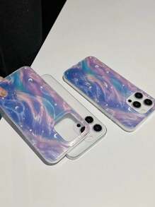 Funda de teléfono suave con diseño de gradiente de manzana, cielo estrellado soñador y plumas, compatible con iPhone 15 Pro Max/14/13 Pro/12/11, cobertura completa a prueba de golpes de silicona y carcasa dura con diseño de alta gama y creativo, la mejor opción para mujeres y celebridades de Internet