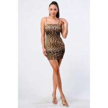 Leopard Print Knit Satin Mini Dress