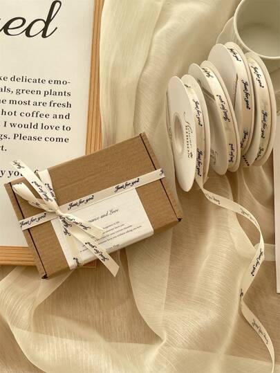 1cm印花涤纶丝带 礼品包装丝带 多种花朵&英文字母印花丝带 母亲节、情人节、礼品包装装饰用缎带 乳白色