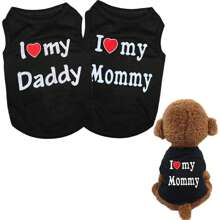 1 Peça Colete Camiseta para Cachorro de Estimação Eu Amo Meu Papai Mamãe Roupa de Presente Fantasia para Cães Pequenos Filhotes Gatinhos Yorkshire Chihuahua Poodle Terrier de Xícara Coelho Bebê - Multicolorido - Ver 1