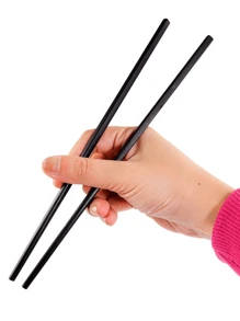 Kit 5 de Hashi 24cm Preto Premium Conjunto Jogo Par Palitinho Pauzinho de Sushi Comida Japonesa Raxi Haxi - Preto - Visão 3