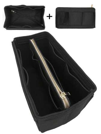 Organisateur de portefeuille Insert bag Sac organisateur en feutre avec fermeture à glissière Tote et sac en forme de sac à main avec porte-clés changement rapide pour sac fourre-tout sac à dos (sac fourre-tout non inclus)