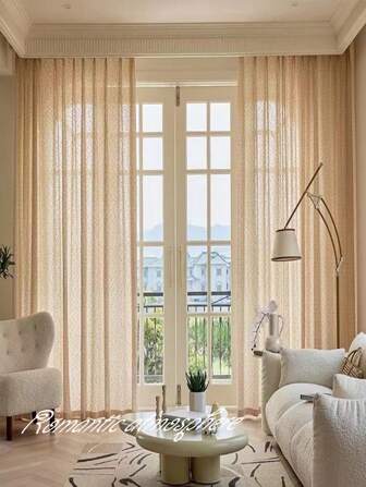 1pc Heavy Duty And High-End Gold 3D Curtains, Luxurious Style Quality Decor For Home, Bedroom And Living Room Etc, Both Light Filtering And Privacy Providing