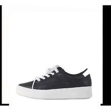 Uganda White Leather Tennis Sneakers - Black - View 12