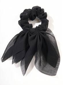 1 件装雪纺多层蝴蝶结丝带蝴蝶结弹性发带发圈女士优雅、学校情人节情人发圈 - 黑色 - 查看 10