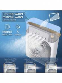6 Inch Air Conditioner Cooling Fan With 5 Spray 7 Color Light Portable Fans Air Cooler Kipas Mini Fan Air Humidifier SKU:Sv - White - View 8