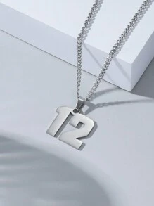 1 pièce Collier pendentif en acier inoxydable à numéro dathlète 0-99 à la mode pour hommes cadeau de basket-ball baseball football