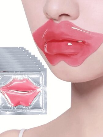 10 piezas de mascarillas hidratantes de colágeno para labios para mujeres, parches hidratantes de gel para labios, reducen las líneas finas y las ojeras alrededor de los labios.