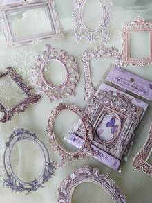 1pack/10pcs Retro Hollow-Out Frame Decoration DIY Collage Material Paper - Multicolor - View 6