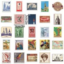 50pcs Vintage Postmark Graffiti Stickers, Decorative For Guitar, Notebook, Luggage, Waterproof DIY Sticker