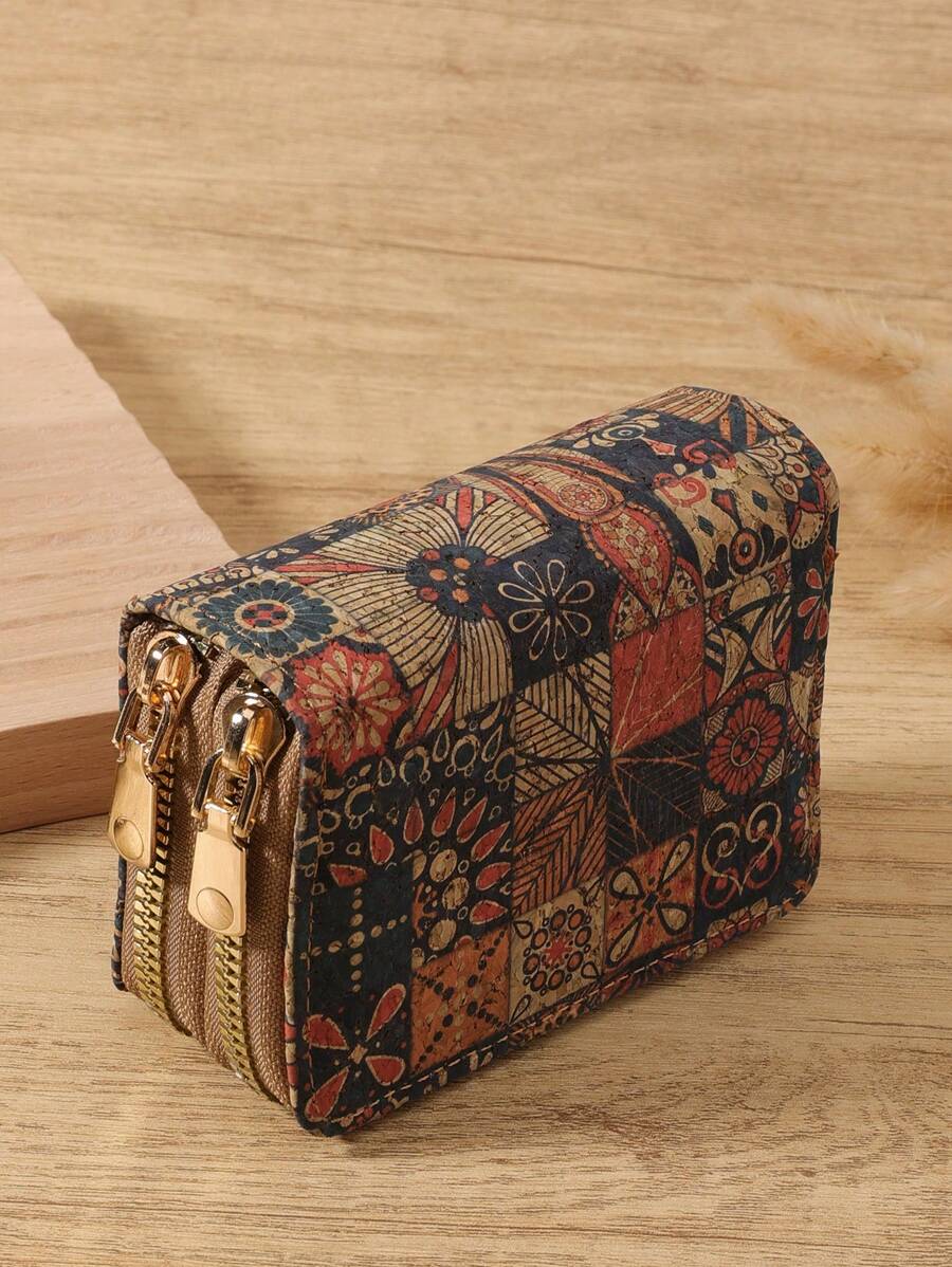 Ví đựng tiền xu đa năng có khóa kéo đôi, đựng thẻ hình chữ, đựng nhiều loại thẻ, đựng thẻ tín dụng, đồ dùng học tập cho trường học, phòng ký túc xá, ví kiểu phương Tây cổ điển cho phụ nữ, ví cầm tay, ví nhỏ - Nhiều màu - Xem 1