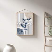 Set Of 3 Bohemian Navy Blue & Beige Abstract Geometric Line & Floral Wall Art Prints, Boho Botanical Geometric Shapes Print Poster, Medieval Print, Ideal Gift For Bedroom Living Room Hallway Wall Art, Wall Decor, Room Decor, Home Decor, Unframed,Canvas Gifts Birthday Graduation Coastal Decor Coastal Decor Beach Decor