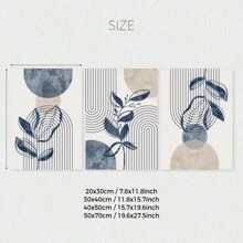 Set Of 3 Bohemian Navy Blue & Beige Abstract Geometric Line & Floral Wall Art Prints, Boho Botanical Geometric Shapes Print Poster, Medieval Print, Ideal Gift For Bedroom Living Room Hallway Wall Art, Wall Decor, Room Decor, Home Decor, Unframed,Canvas Gifts Birthday Graduation Coastal Decor Coastal Decor Beach Decor