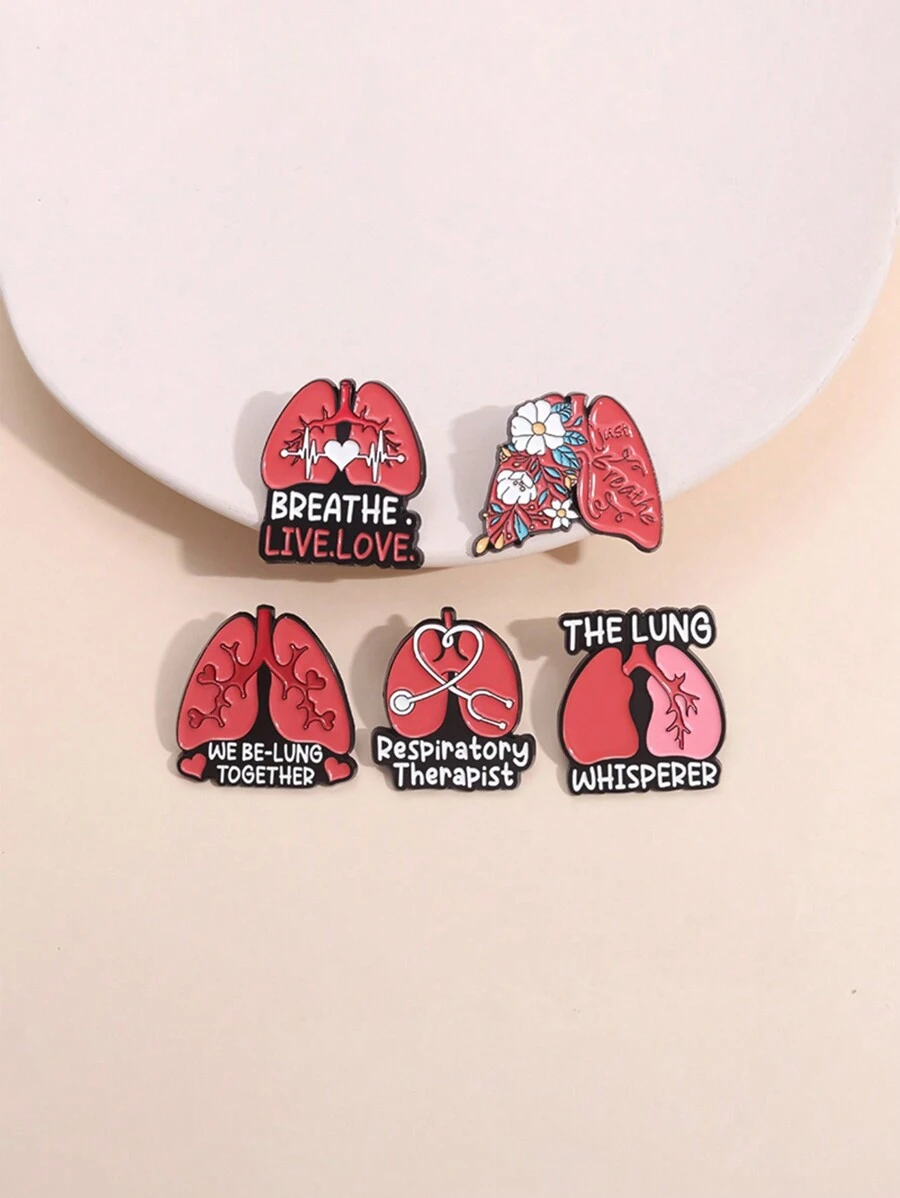 5pcs Creative Cartoon Brooch Set (Lungs, Chest, Liver, Stomach, And Brain), Suitable For Men And Women For Daily Wear With Clothes And Bags