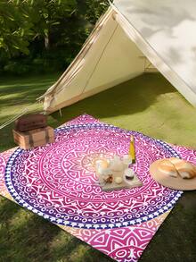 1pc Purple Bohemian Style Pattern Extra Large Outdoor Picnic Blanket Beach Blanket, Waterproof Camping Mat Moisture-Proof Pad, Suitable For Family And Friends Spring Summer Autumn Camping Party, Waterproof Lightweight Picnic Blanket For Travel, Camping, Hiking - Multicolor - View 5