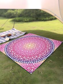 1pc Purple Bohemian Style Pattern Extra Large Outdoor Picnic Blanket Beach Blanket, Waterproof Camping Mat Moisture-Proof Pad, Suitable For Family And Friends Spring Summer Autumn Camping Party, Waterproof Lightweight Picnic Blanket For Travel, Camping, Hiking - Multicolor - View 6