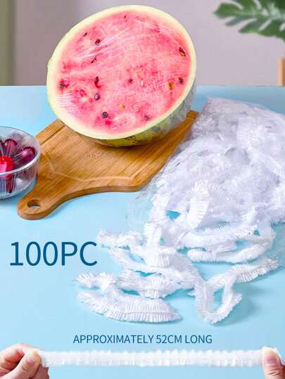 100 قطعة من فيلم ال-PE الشفاف القابل للتصرف، غطاء للخضروات، ومجموعة فيلم حفظ الفاكهة