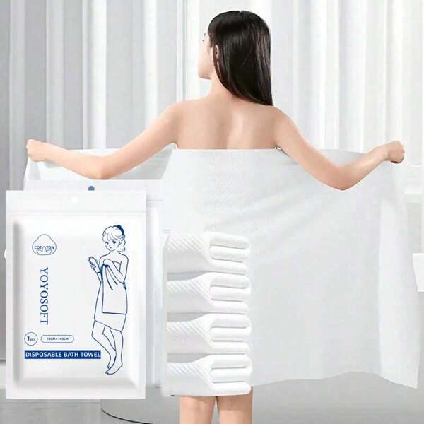 Serviettes de bain jetables portables, plus grandes et plus épaisses, emballées individuellement, douces, amicales pour la peau et confortables pour le bain, très absorbantes, convenant aux voyages d'affaires, aux familles, aux voyages, aux salles de gym, aux bureaux, aux vacances et au camping. Accessoires de voyage essentiels