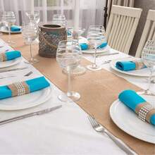 1 Stuk Retro Jute Zak Jute Eettafel, Natuurlijk, Landelijke Bruiloftsfeestdecoratie, Eettafelkleed voor Thuis, Tafelvlagbenodigdheden