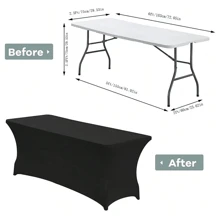 1pc 6ft Spandex Tablecloth For Standard Folding Table With 1pc Universal Rectangle Table Cover Protector, Ideal For Parties, Weddings, Trade Shows, Vendors - 6ft - View 11