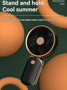 1 pieza de Ventilador de mano portátil 3D de tamaño mini unisex y unicolor con base dorada y compatibilidad con teléfonos móviles / tabletas con carga USB, adecuado para actividades al aire libre, deportes de playa, oficina, escuela, playa, piscina, fiestas y uso diario. - Multicolor - Ver 3