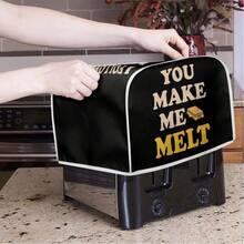 2 Slice Toaster Cover - Polyester Fabric Quilted Toaster Appliance Dust-Proof Cover - Universal For Kitchen Small Appliance - Dust Cover And Fingerprint Protection - Cute Toast - Black - View 3